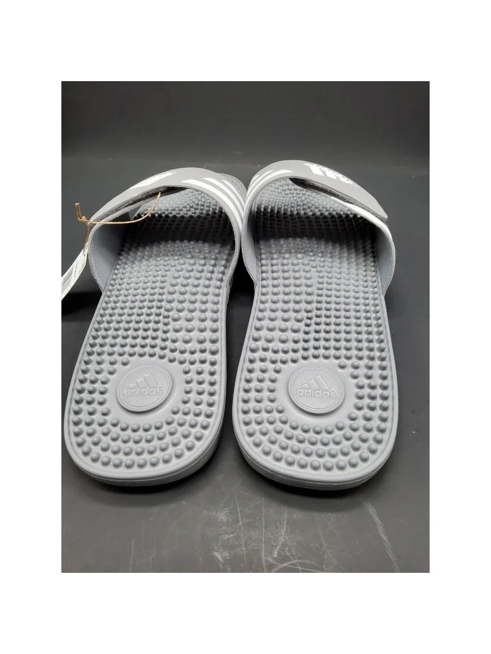 NEW Adidas Men's Adissage Grey Comfort Slip On Slides Sandals Size 18